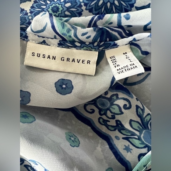 SUSAN GRAVER PAISLEY PONCHO BLOUSE - MEDIUM - Picture 4 of 5